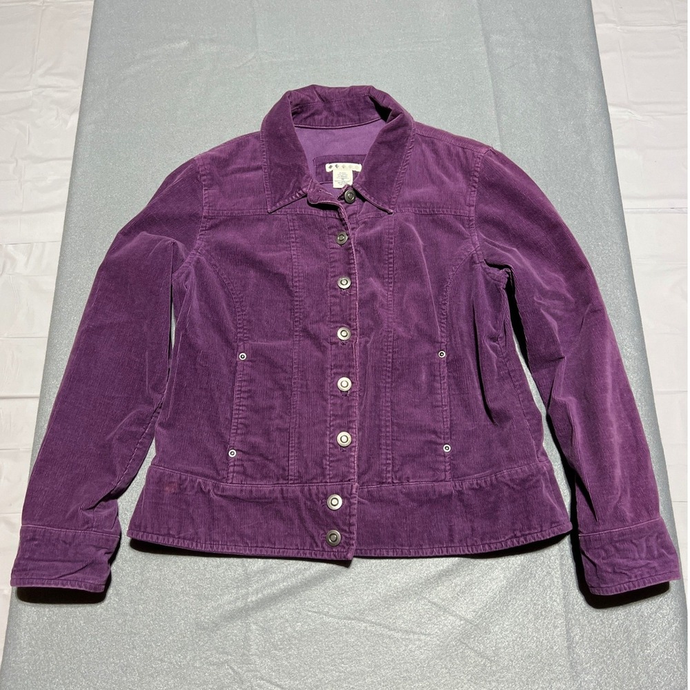 Purple Corduroy Button Front Trucker Jacket Petite Small SMOP01J RN 87818